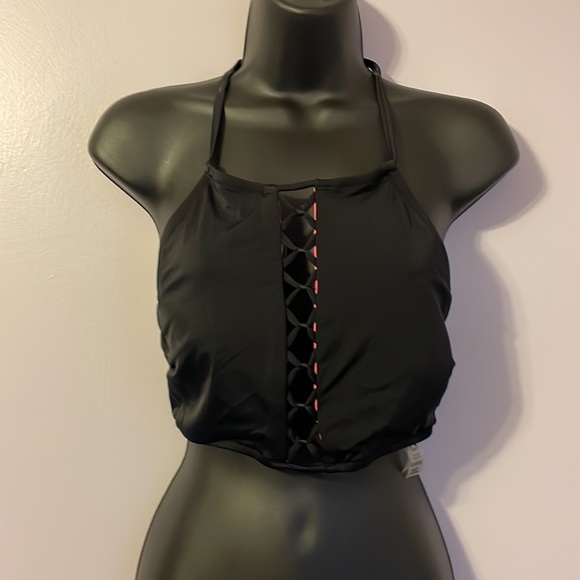 PINK Victoria's Secret Other - Victoria’s Secret PINK Black Halter Bikini Top size Large (A-C) cage front